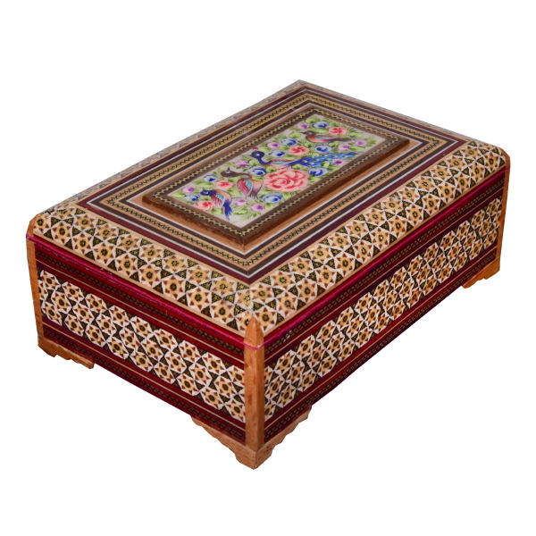Boîte à bijoux en bois artisanale avec design persan Khatam - Zhina