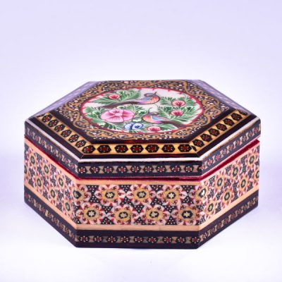 Boîte à bijoux en bois artisanale avec design persan Khatam – Arad
