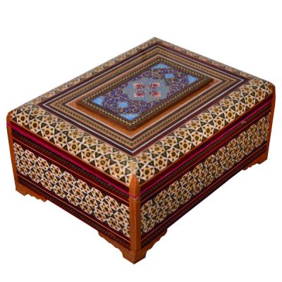 Boîte à bijoux en bois artisanale avec design persan Khatam – Mahour