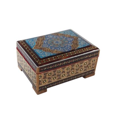 Boîte à bijoux en bois artisanale avec design persan Khatam – Royal