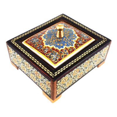 Boîte à bijoux en bois artisanale avec design persan Khatam – Saeidara