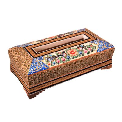 Couvercle de boîte à mouchoirs en bois persan fait main – Khatamkari Alma