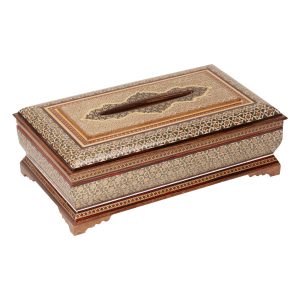 Couvercle de boîte à mouchoirs en bois persan fait main – Khatamkari Hamid