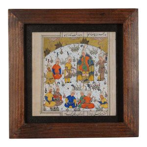 Carreau persan décoratif encadré – Motif inspiré de Shahnameh : Amiran
