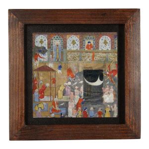 Carreau persan décoratif encadré – Motif inspiré de Shahnameh : Peuple