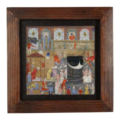Carreau persan décoratif encadré – Motif inspiré de Shahnameh : Peuple