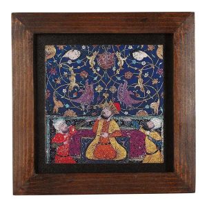 Carreau persan décoratif encadré – Motif inspiré de Shahnameh : Shirani