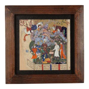 Carreau persan décoratif encadré – Motif inspiré de Shahnameh : Tanin