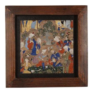 Carreau persan décoratif encadré – Motif inspiré de Shahnameh : Tina