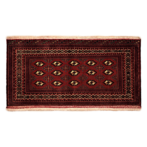 Tapis persan en laine tribal noué à la main rouge foncé