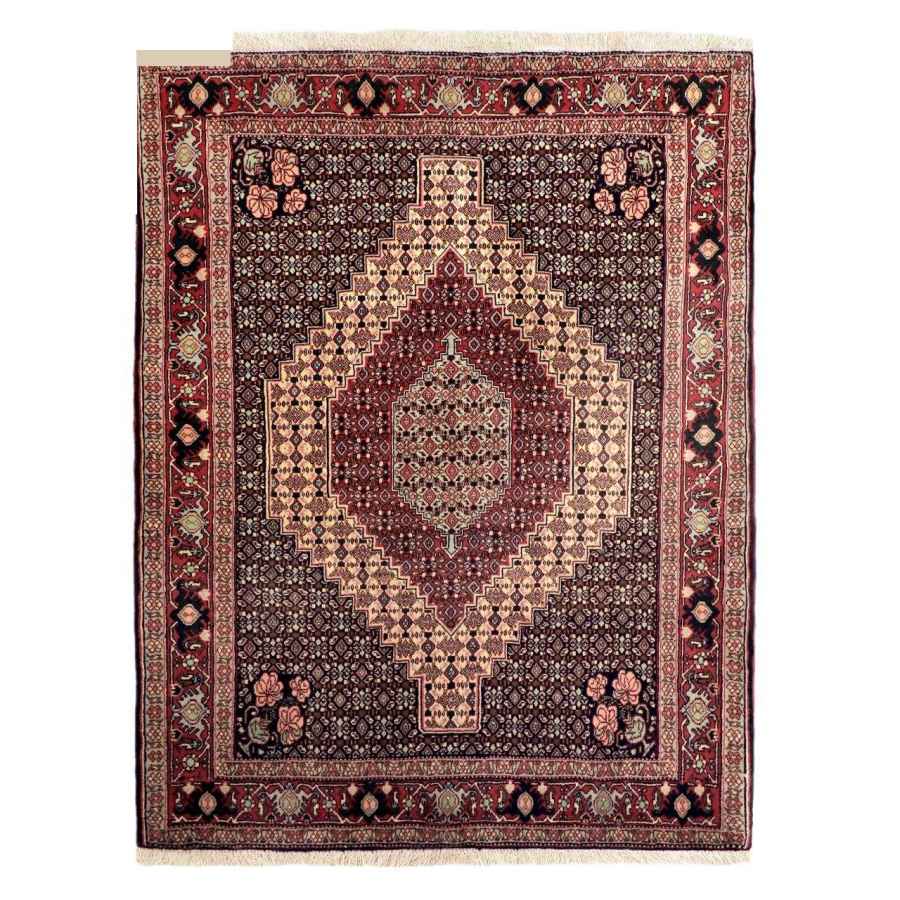 Tapis Persan Fait Main Médaillon Intriqué en Laine Marron