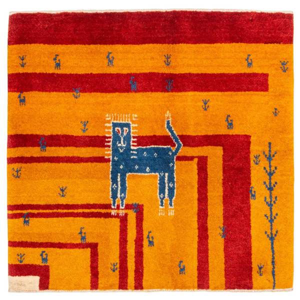 Tapis Gabbeh en laine persane tissé à la main avec motifs animaliers Chat