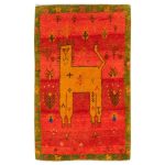 Tapis Gabbeh en laine persane tissé à la main avec motifs animaliers Lion I