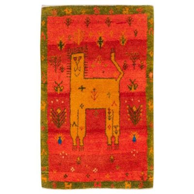 Tapis Gabbeh en laine persane tissé à la main avec motifs animaliers Lion I