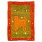 Tapis Gabbeh en laine persane tissé à la main avec motifs animaliers Lion II