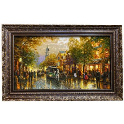 Tapis persan figuratif noué à la main de Tabriz représentant la France
