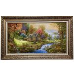 Tapis persan figuratif noué à la main de Tabriz représentant Kebria
