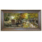 Tapis persan figuratif noué à la main de Tabriz représentant l’automne
