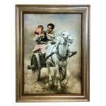Tapis persan figuratif noué à la main de Tabriz représentant Phaéton