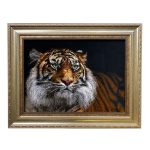 Tapis persan figuratif noué à la main de Tabriz représentant un tigre