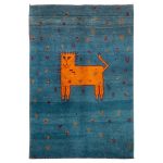 Tapis Gabbeh en laine persane tissé à la main avec motifs animaliers Chat II
