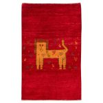 Tapis Gabbeh en laine persane tissé à la main avec motifs animaliers Chat III