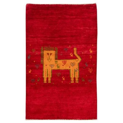 Tapis Gabbeh en laine persane tissé à la main avec motifs animaliers Chat III