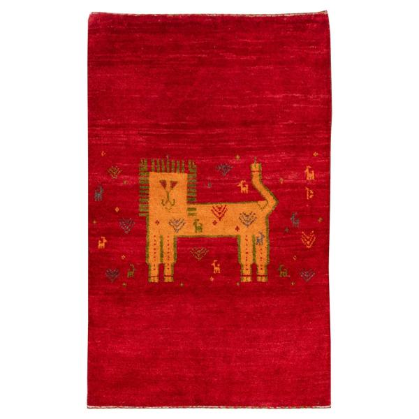 Tapis Gabbeh en laine persane tissé à la main avec motifs animaliers Chat III
