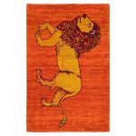 Tapis Gabbeh en laine persane tissé à la main avec motifs animaliers Lion II