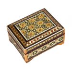 Handcrafted Wooden Jewelry Box with Persian Khatam Design – Shayeste
