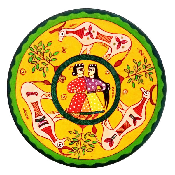 Plaque en céramique décorative peinte à la main Rajasthani XII