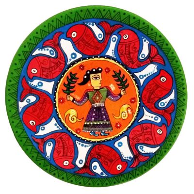 Plaque en céramique décorative peinte à la main Rajasthani