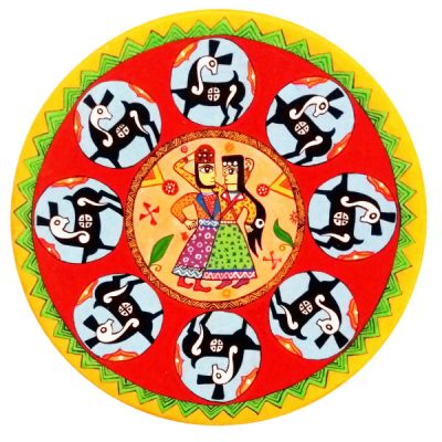 Plaque en céramique décorative peinte à la main Rajasthani II