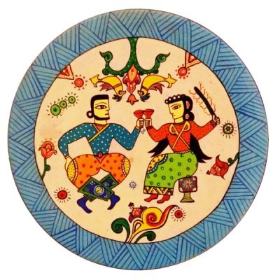 Plaque en céramique décorative peinte à la main Rajasthani III