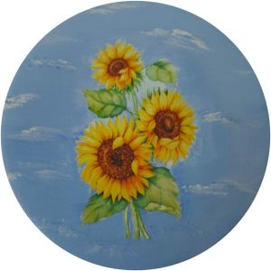 Plaque en céramique décorative peinte à la main Tournesol II