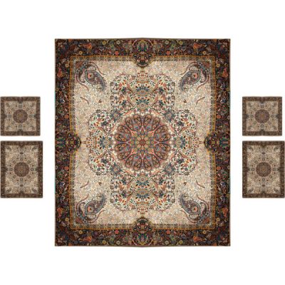 Parure de lit persane – Style oriental, taille double, tissu Termeh – Afshar