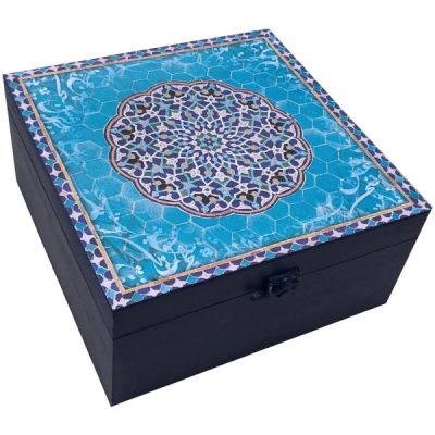 Boîte en Bois pour Cadeaux – Motif Persan Inspiré Negargari II