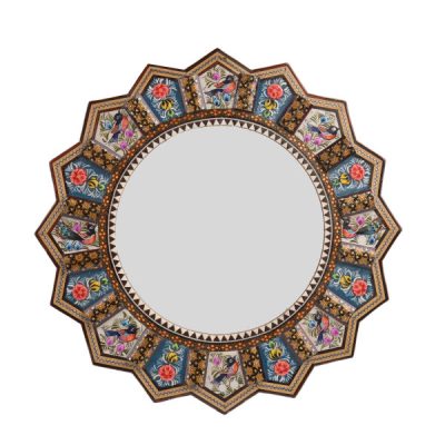 Cadre de miroir en bois persan – Modèle Gohar Khatamkari