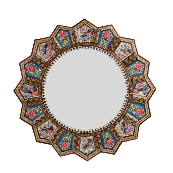Cadre de miroir en bois persan – Modèle Gohar Khatamkari