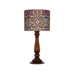 Lampe de table en bois traditionnelle avec abat-jour inspiré de la Perse Kashi