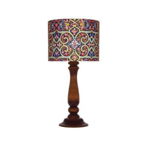 Lampe de table en bois traditionnelle avec abat-jour inspiré de la Perse Kashi
