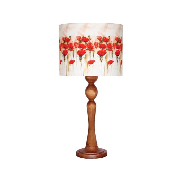 Lampe de table en bois traditionnelle avec abat-jour fleuri