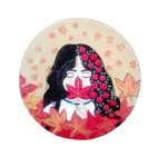 Plaque en céramique décorative peinte à la main Fille d’automne