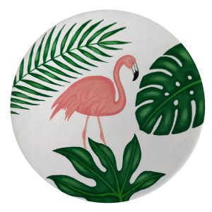Plaque en céramique décorative peinte à la main Flamant rose