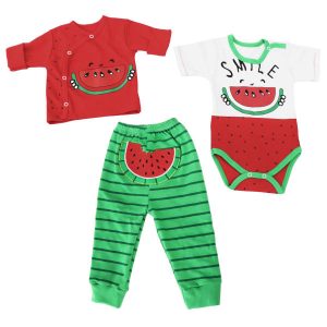 Ensemble de vêtements pour bébé 3 pièces en coton modèle Pastèque