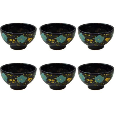 Bol en Poterie Fait Main – Pour Yaourts, Desserts, Salades et Nouilles | Bleu Marine (Ensemble de 6)