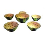 Ensemble de 6 bols décoratifs en céramique fait main modèle Yellow Watermelon