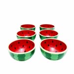 Ensemble de 6 bols décoratifs en céramique fait main modèle Watermelon II