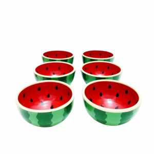 Ensemble de 6 bols décoratifs en céramique fait main modèle Watermelon II