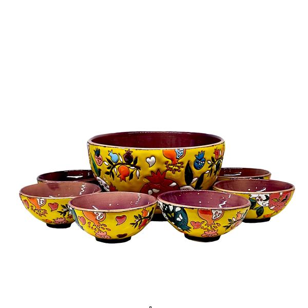 Bol en Poterie Fait Main - Pour Yaourts, Desserts, Salades et Nouilles (Ensemble de 7)